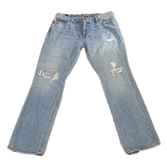 Abercrombie & Fitch Other - Abercrombie & Fitch Mens Kennan Straight Leg Light Wash Distressed Jeans 34 x 32